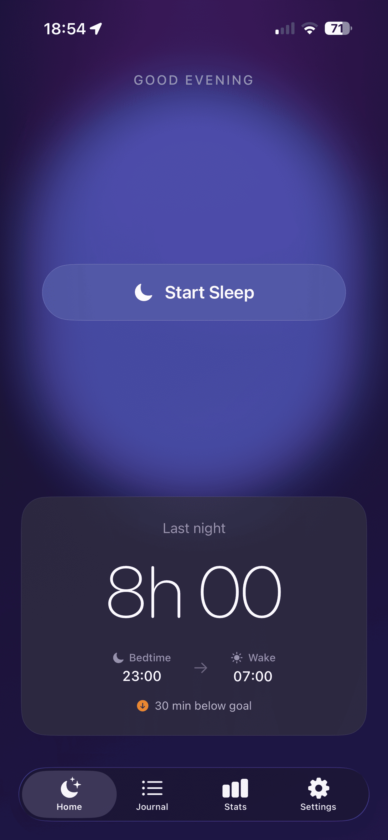 Sleepy home screen